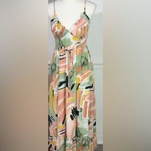 Simplee Apparel Pastel Abstract Midi Dress